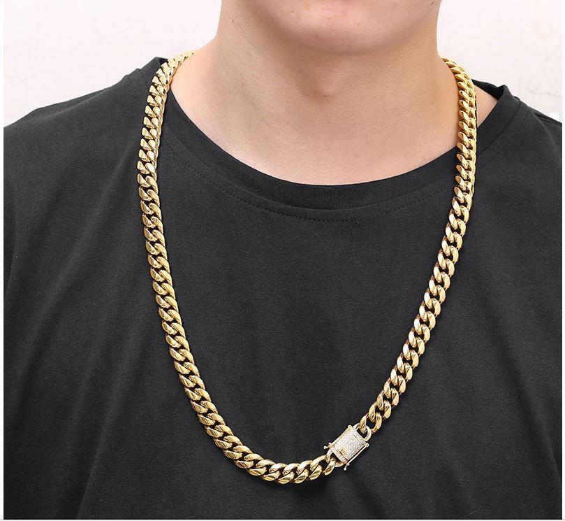 10mm Cuban Chain Set - Diamond Lock | Gold Nation-2