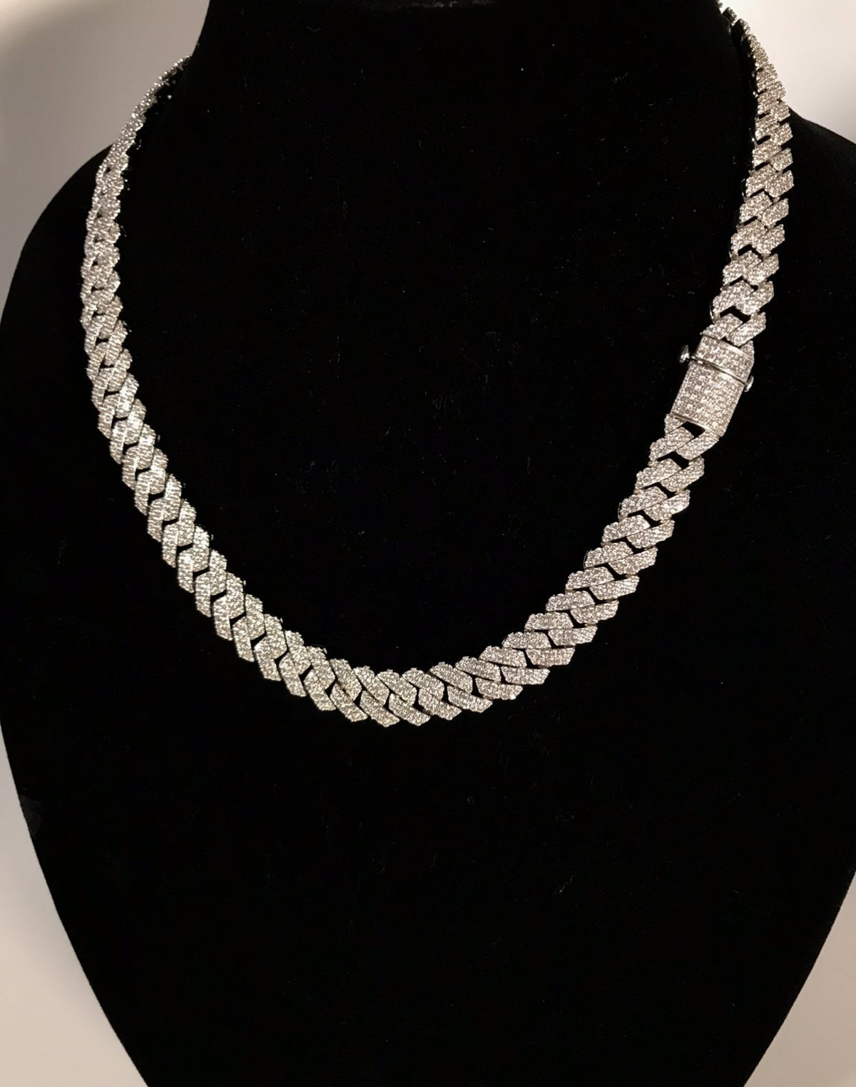 12mm Frosted Cuban Chain Necklaces White Gold