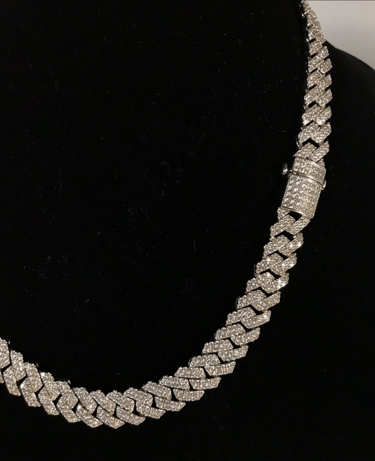 12mm Frosted Cuban Chain Necklaces White Gold