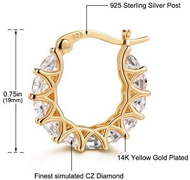 14k Gold Over 925 Silver Hoop Earrings-4