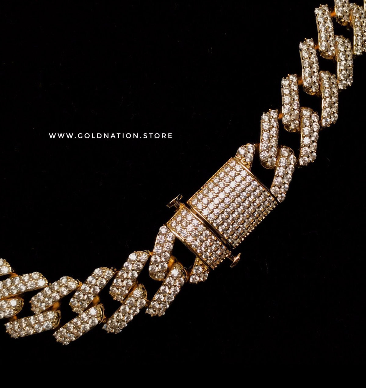 15mm Diamond Prong Link Choker 14k Gold Necklaces-1