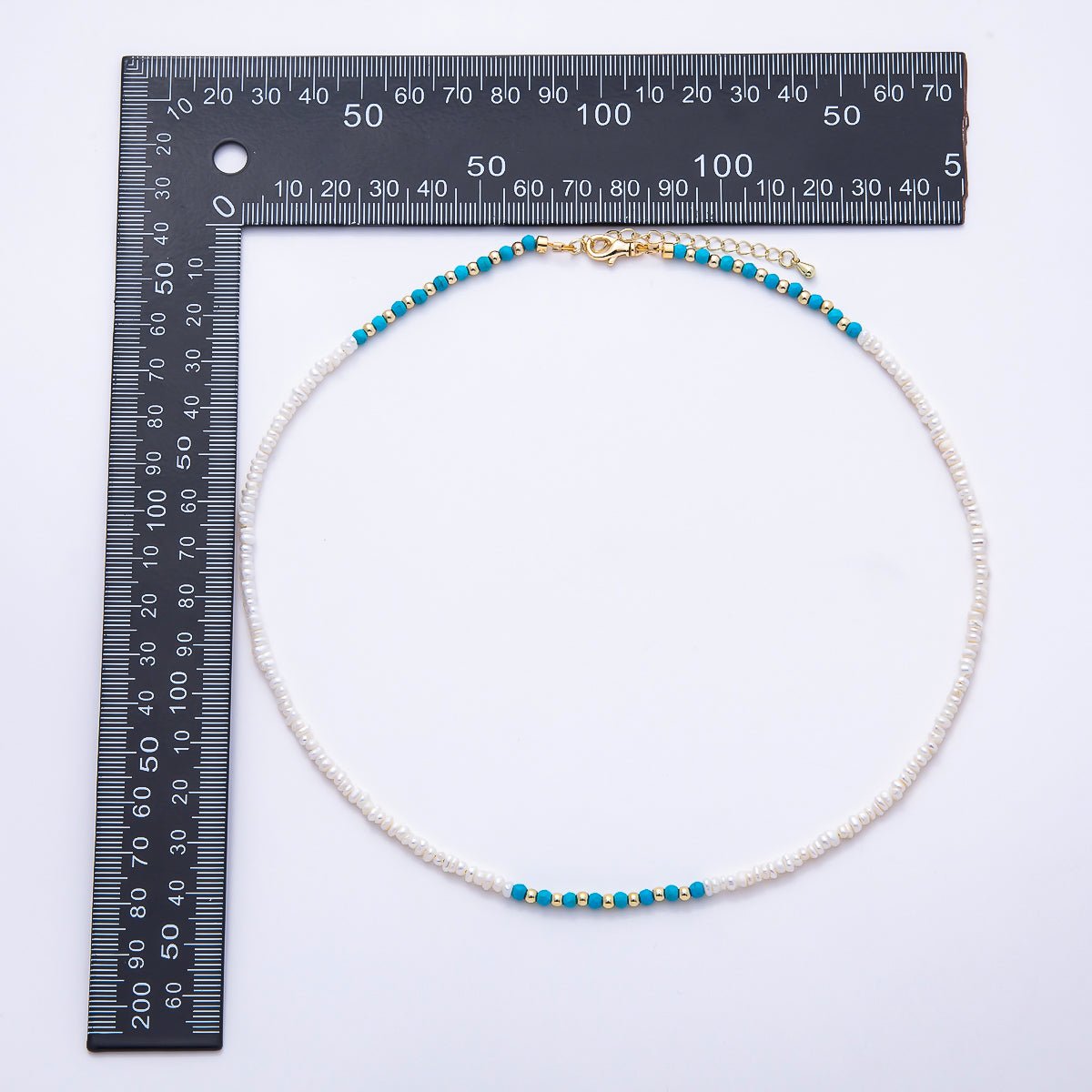16K Gold Filled Turquoise & Freshwater Pearl Gemstone Necklace-1