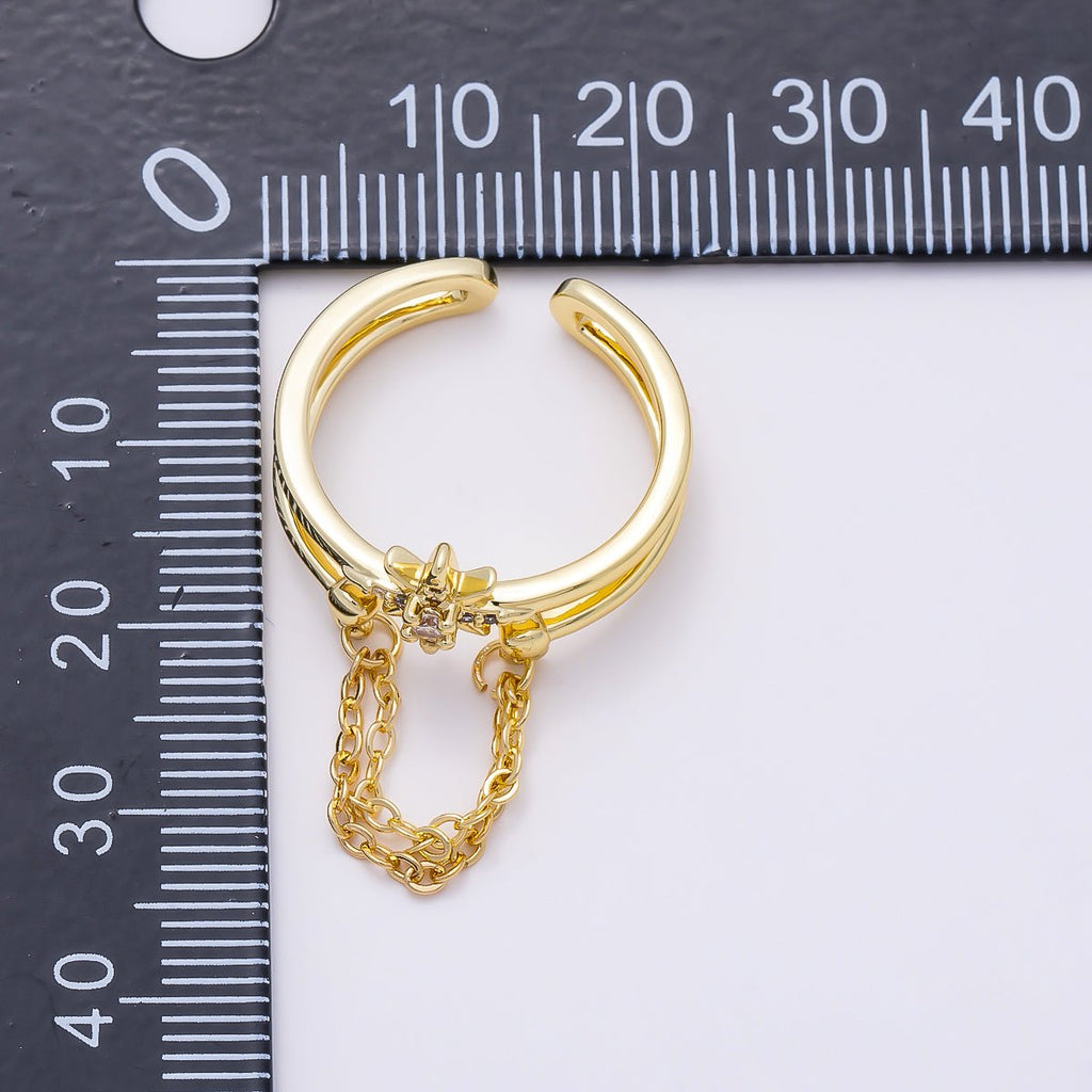 16K Gold Filled CZ Celestial North Star Double Band Ring-2