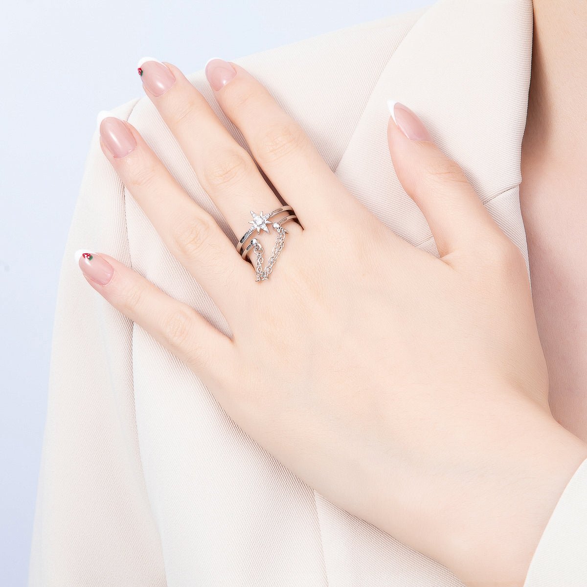 16K Gold Filled CZ Celestial North Star Double Band Ring-1