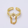 16K Gold Filled CZ Celestial North Star Double Band Ring-3