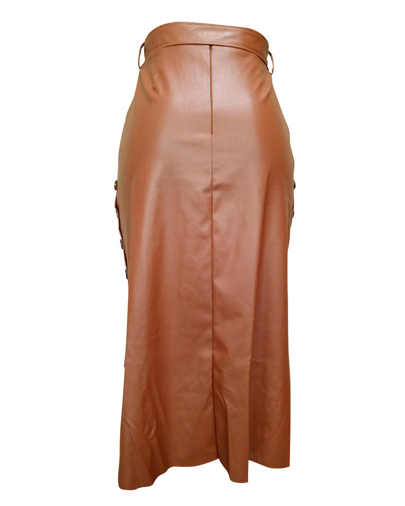 Women's PU leather skirt fitted silhouette