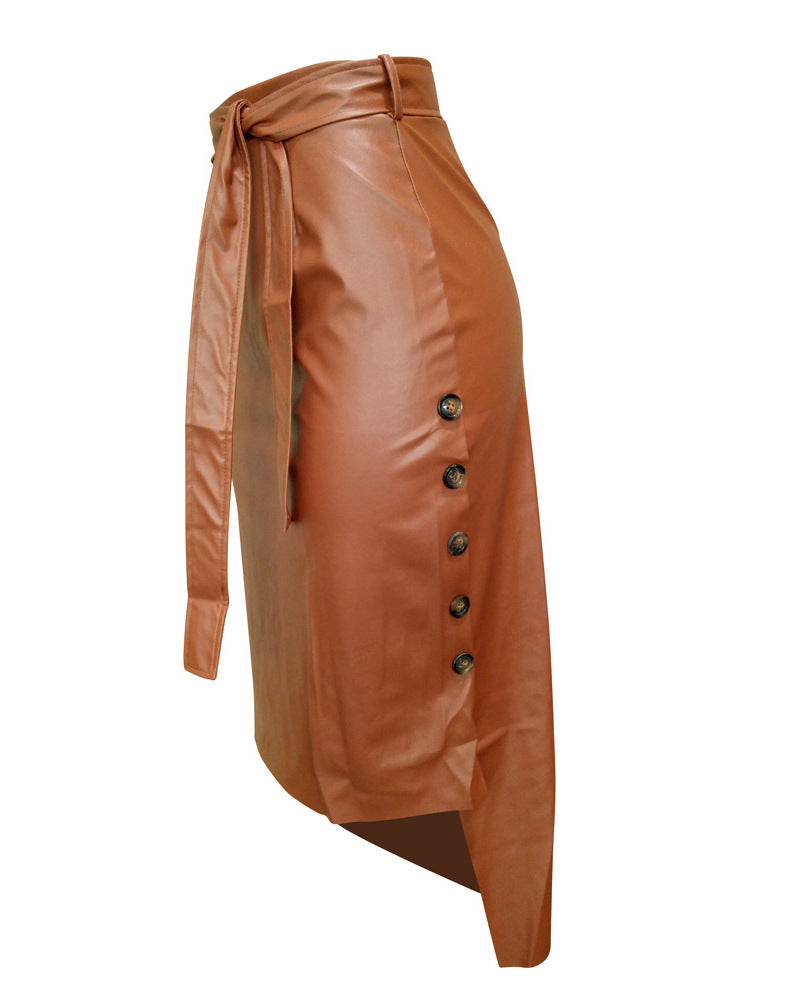 Women's PU leather skirt sleek leather-look style