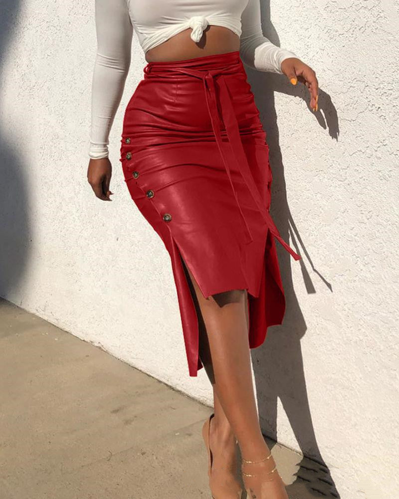 Women's PU leather skirt fitted silhouette