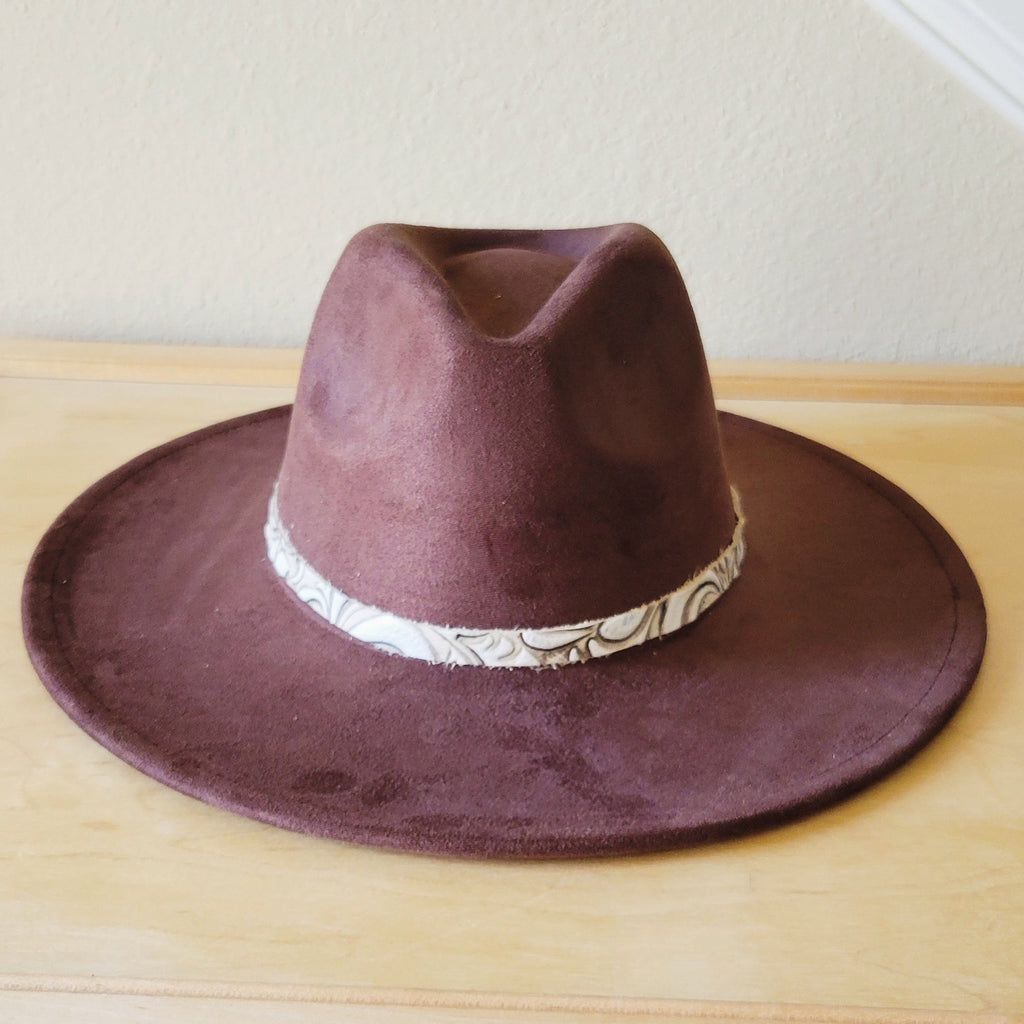 Sandy White Floral Embossed Leather Hat Band Only 951cc-4