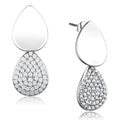 3W659 - Rhodium Brass Earrings with AAA Grade CZ  in Clear