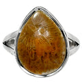 Premium Quality Flower Fossil Coral Ring size-7 R-1008 52-ER14201-0