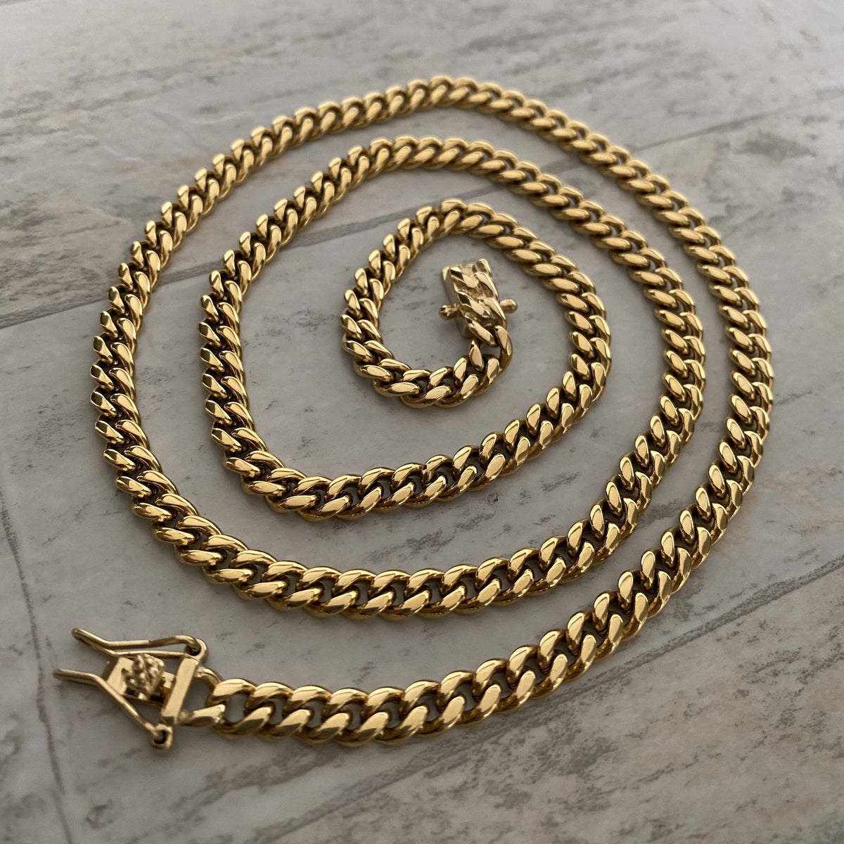 6mm Cuban Chain Set - Box Lock | Gold Nation