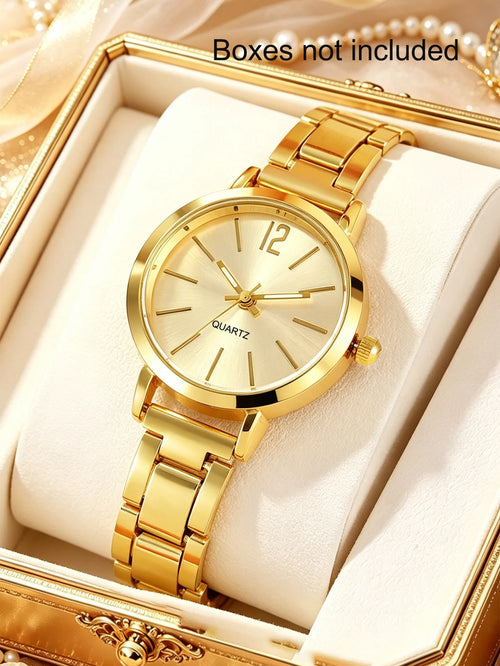 6-Piece Set, Women's Compact and Elegant Quartz Watch with a Heart-Shaped Bracelet, Necklace, Earrings, and Ring Set, Suitable for Daily Use, Workplace, Commuting, and as a Gift.