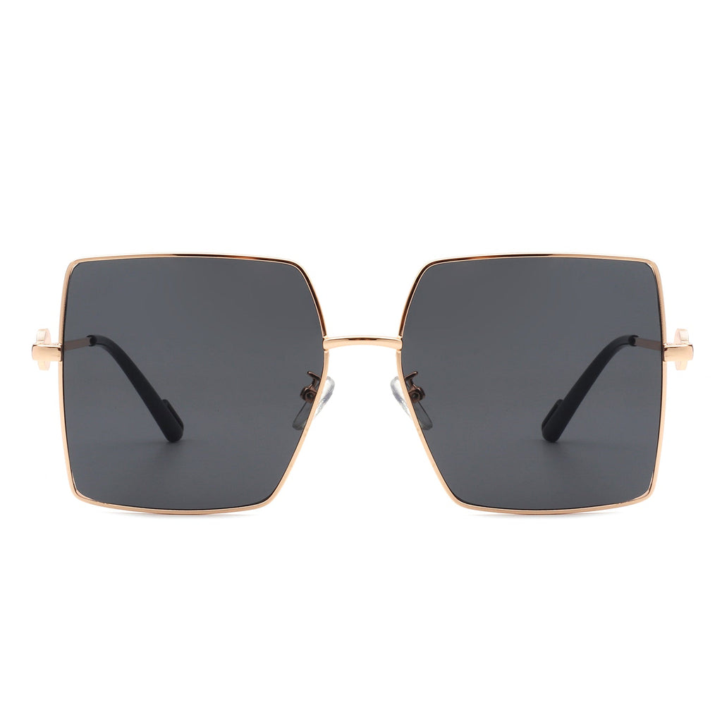 Benazia - Square Oversize Flat Top Large Tinted Women Fashion Sunglasses-1