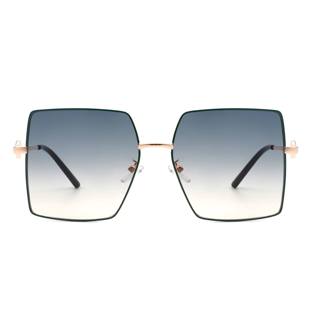 Benazia - Square Oversize Flat Top Large Tinted Women Fashion Sunglasses-2