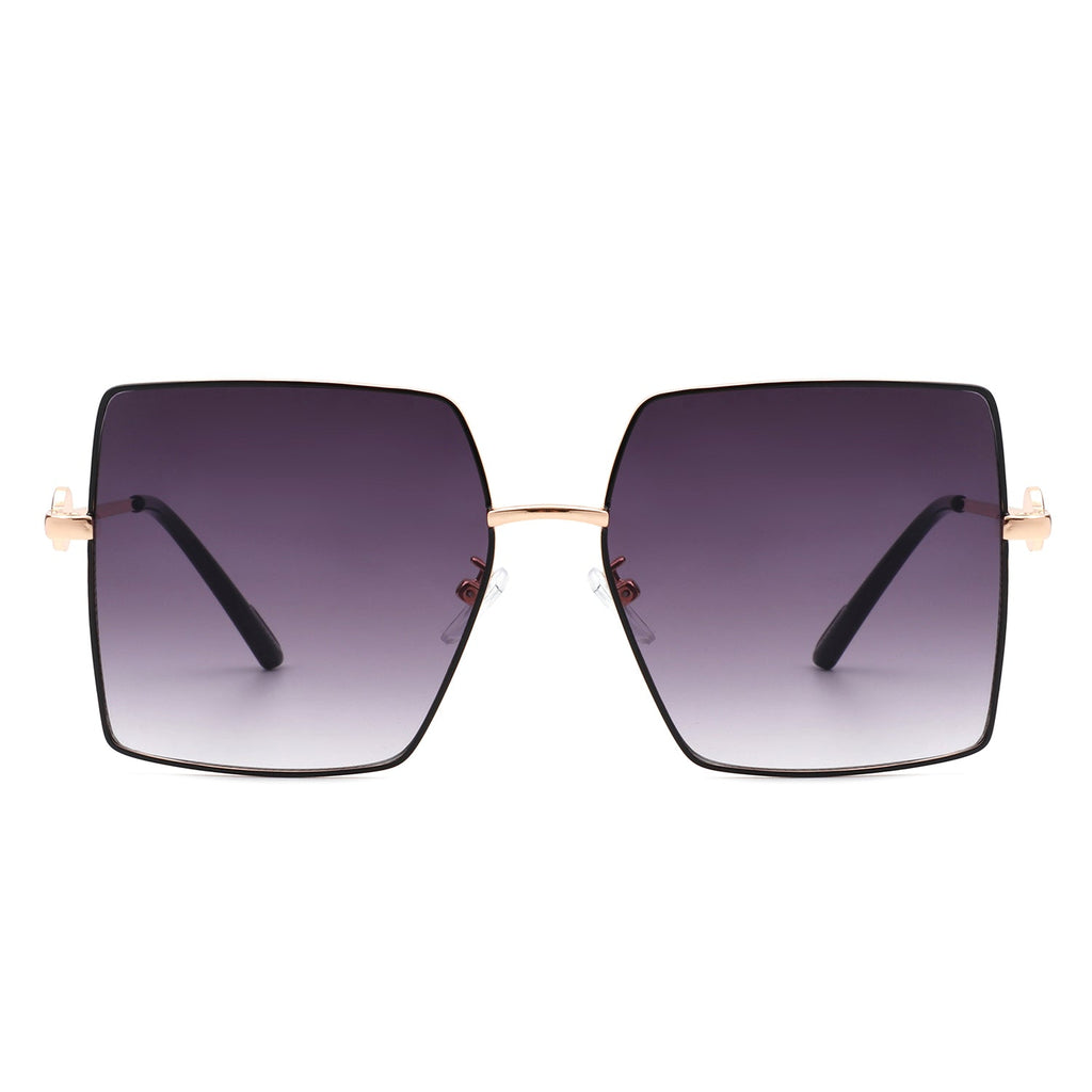 Benazia - Square Oversize Flat Top Large Tinted Women Fashion Sunglasses-4
