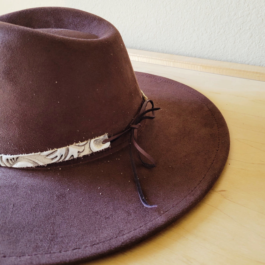 Sandy White Floral Embossed Leather Hat Band Only 951cc-3