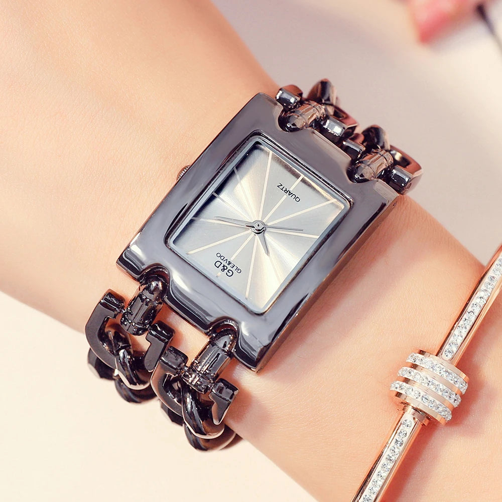 Rectangle Case Double Bracelet Quartz Watch