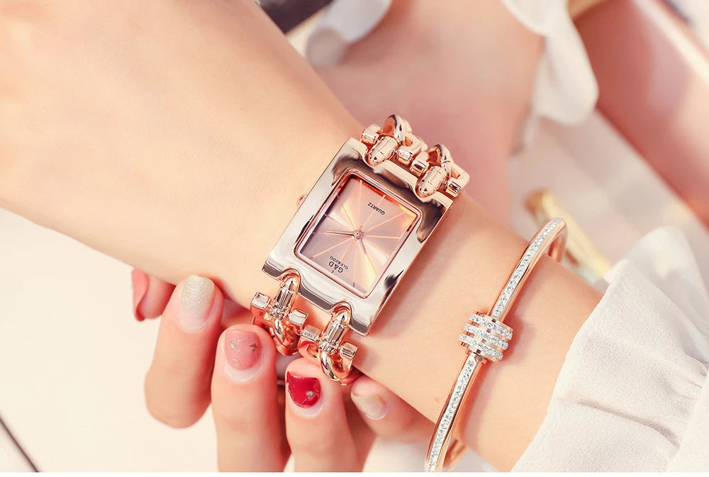Rectangle Case Double Bracelet Quartz Watch
