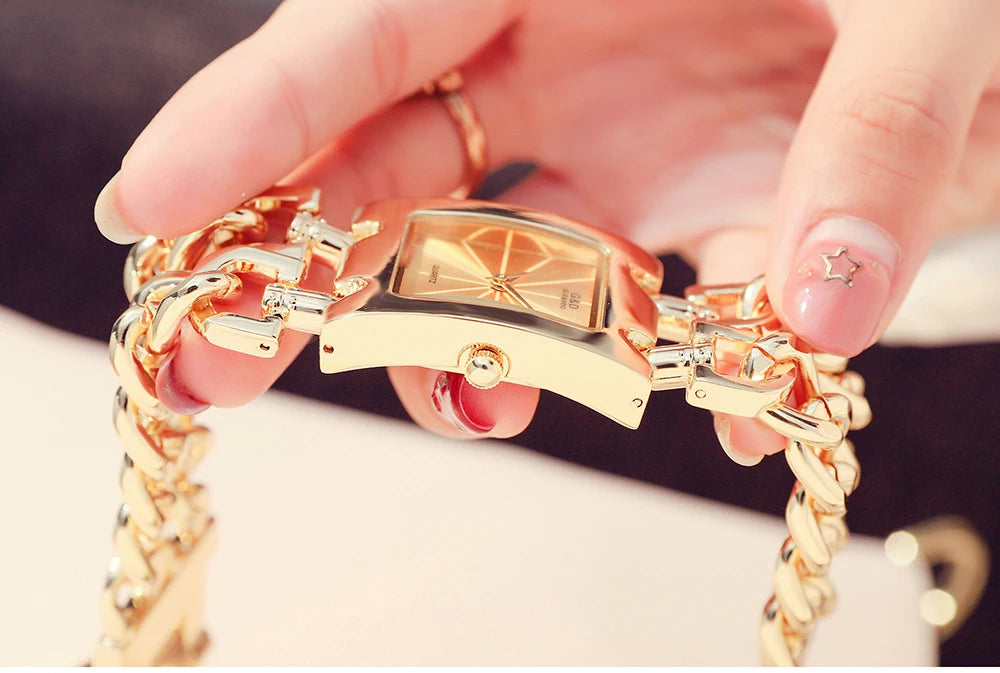 Rectangle Case Double Bracelet Quartz Watch