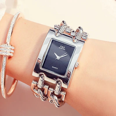 Rectangle Case Double Bracelet Quartz Watch