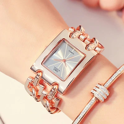 Rectangle Case Double Bracelet Quartz Watch