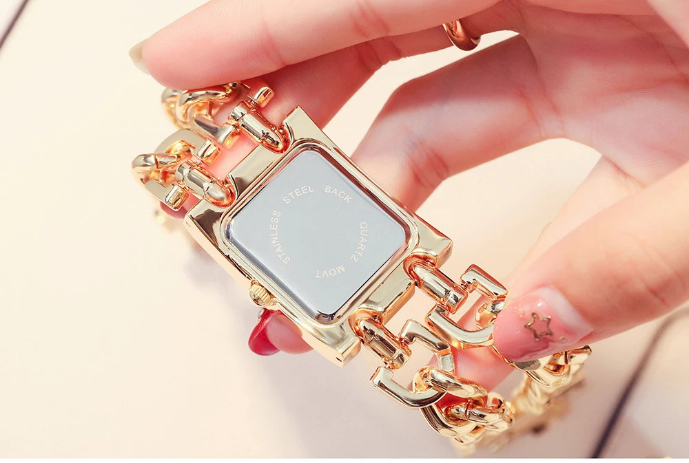 Rectangle Case Double Bracelet Quartz Watch