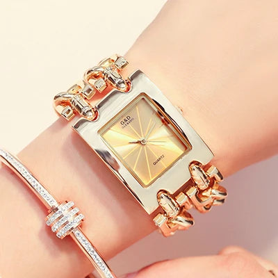 Rectangle Case Double Bracelet Quartz Watch