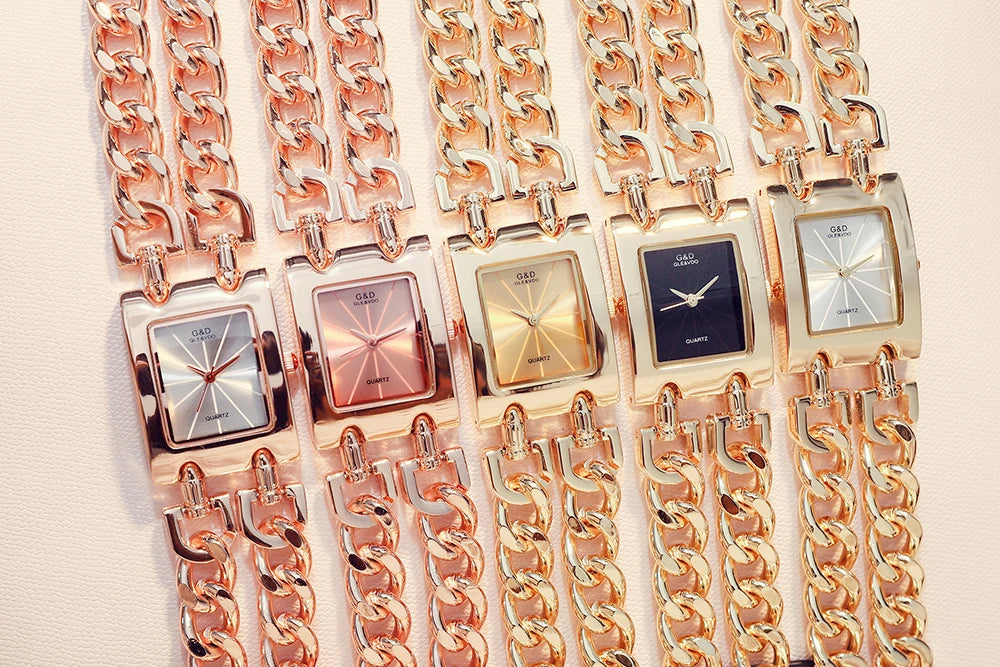 Rectangle Case Double Bracelet Quartz Watch