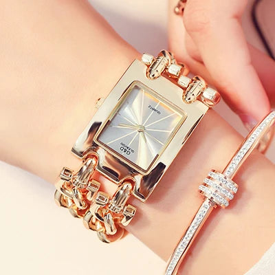 Rectangle Case Double Bracelet Quartz Watch
