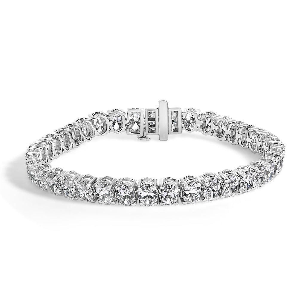 IGI Certified 14K Yellow Gold 18 1/2 Cttw Oval Cut Lab Grown Diamond Tennis Bracelet-1
