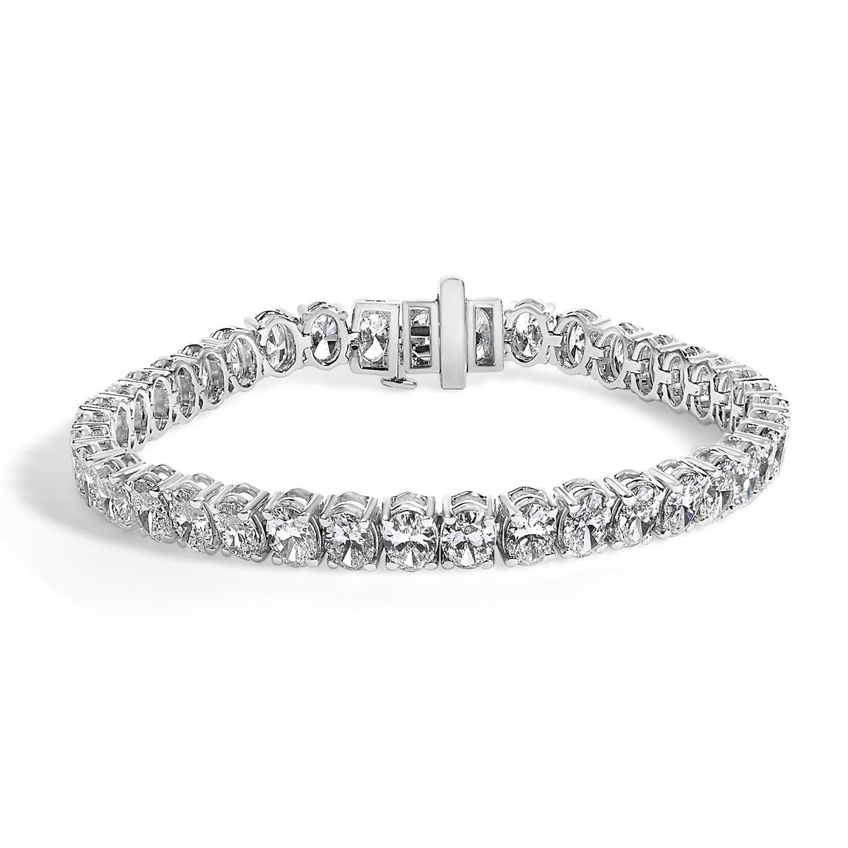 IGI Certified 14K Yellow Gold 18 1/2 Cttw Oval Cut Lab Grown Diamond Tennis Bracelet-1