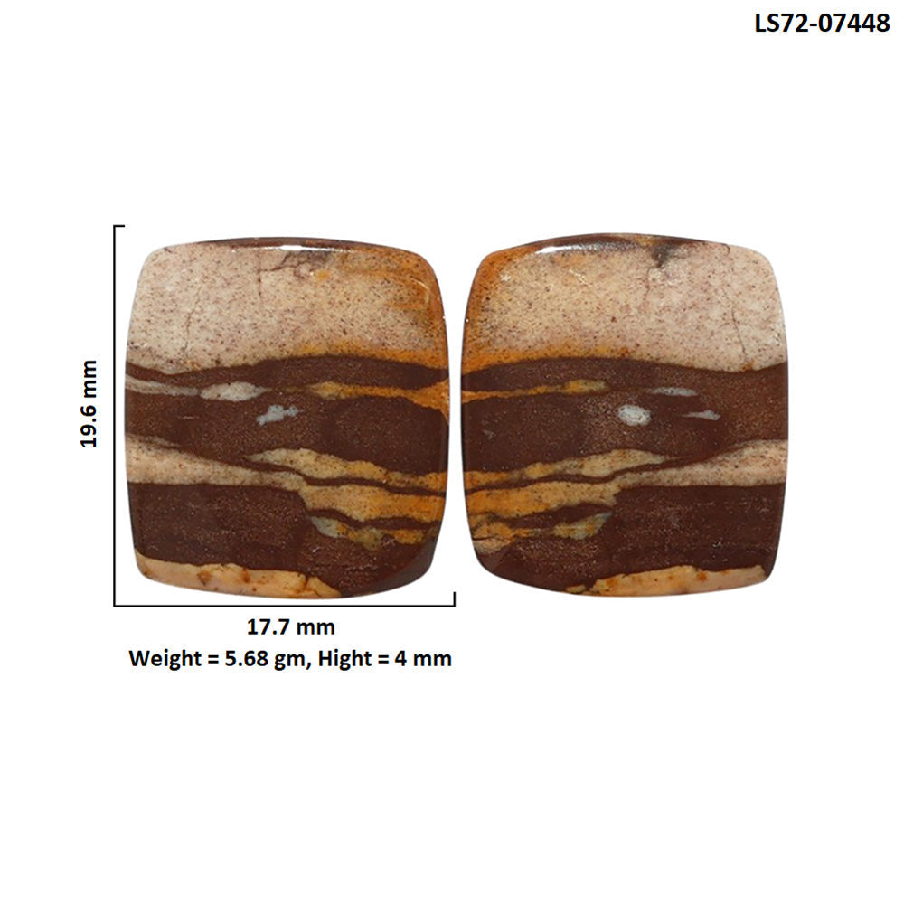 Outback Jasper Pair 17.7x19.6x4 mm Cushion Shape Polished Gemstone LS72-07448-2