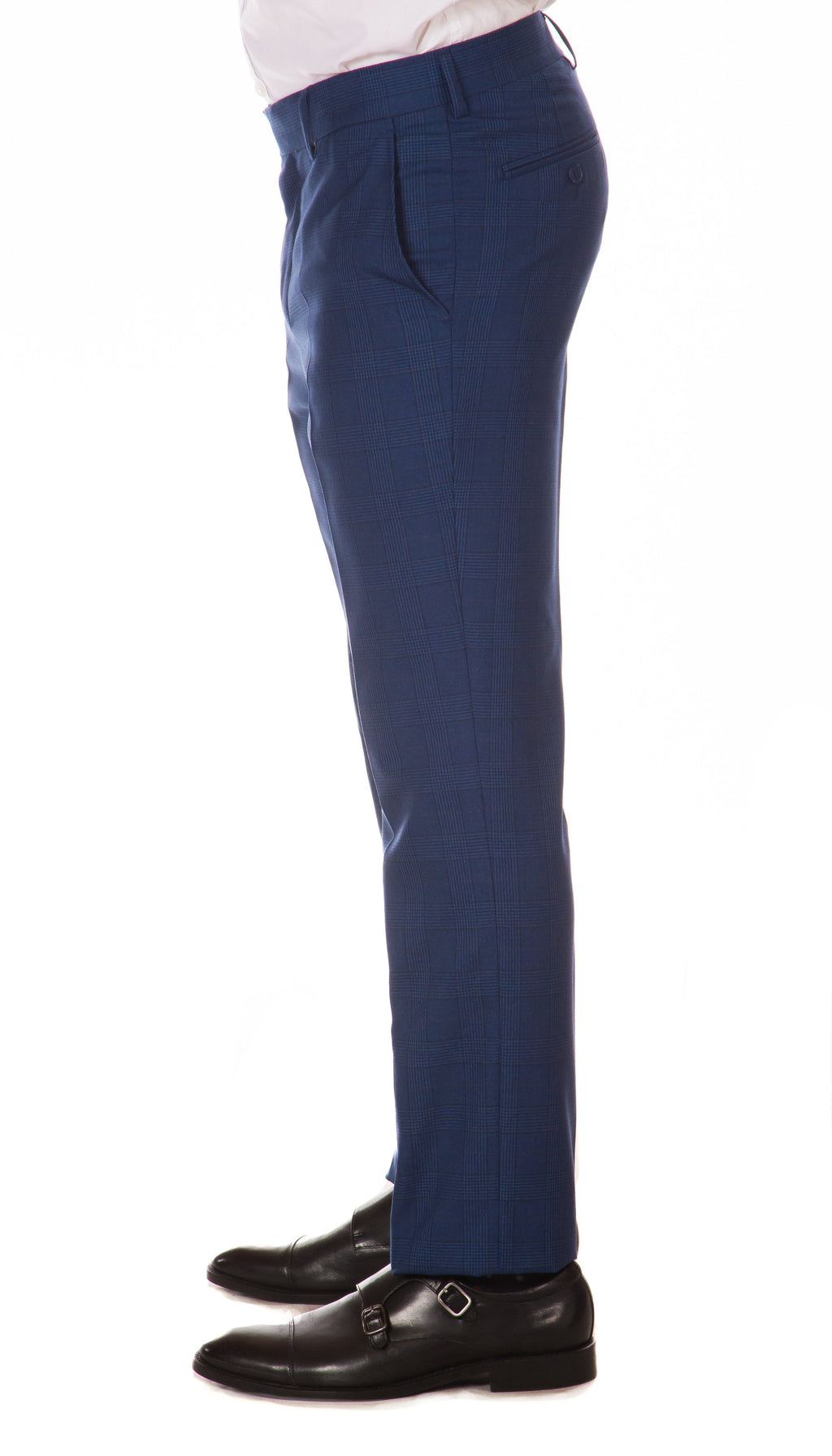 Morgan Slim Fit Blue Plaid 2pc Suit-4