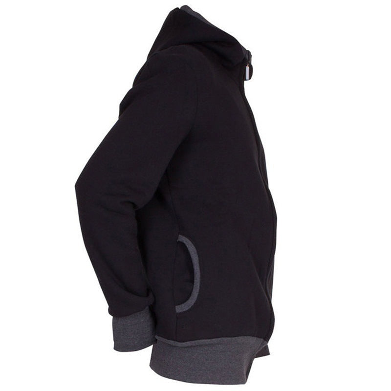 Men's kangaroo pouch parenting sweatshirt front view