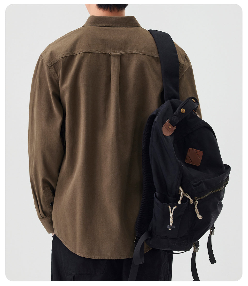 Men's Solid Colour Long-Sleeve Casual Shirt