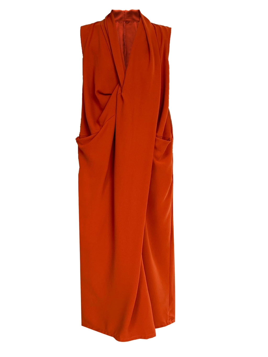 Luxi Elegant V-neck Sleeveless Kink Waist dress Women's Slimming Irregular High-end Hong Kong-style Long Skirt 3985