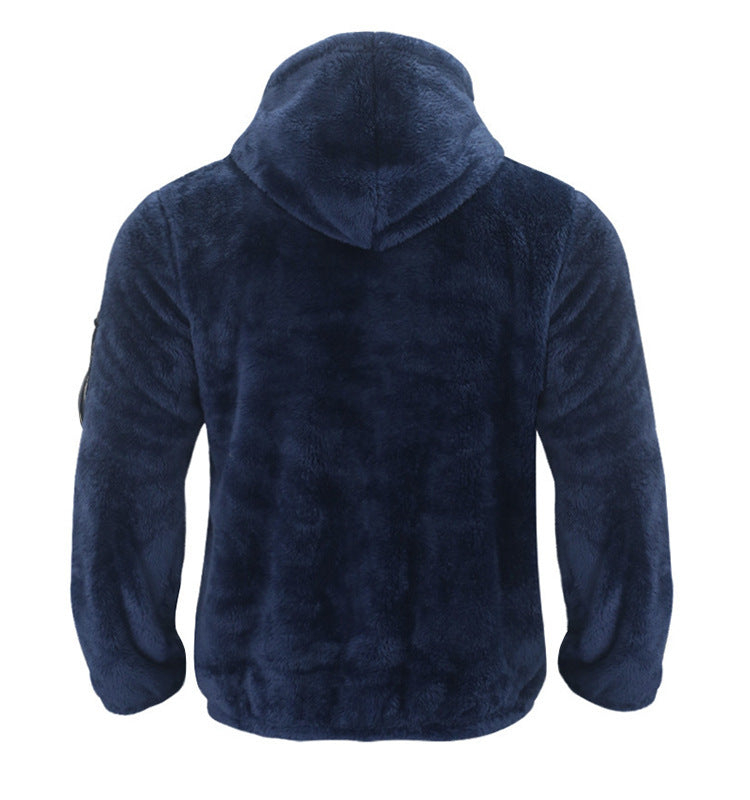 2025 Cross-Border Jacket Men's Autumn and Winter Double-Sided Velvet Warm Jacket Amazon Loose Hooded Casual Jacket