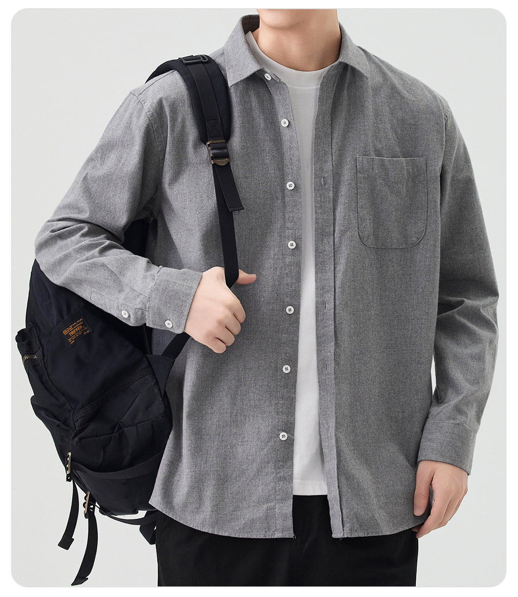 Men's Brushed Pure Cotton Long-Sleeve Shirt