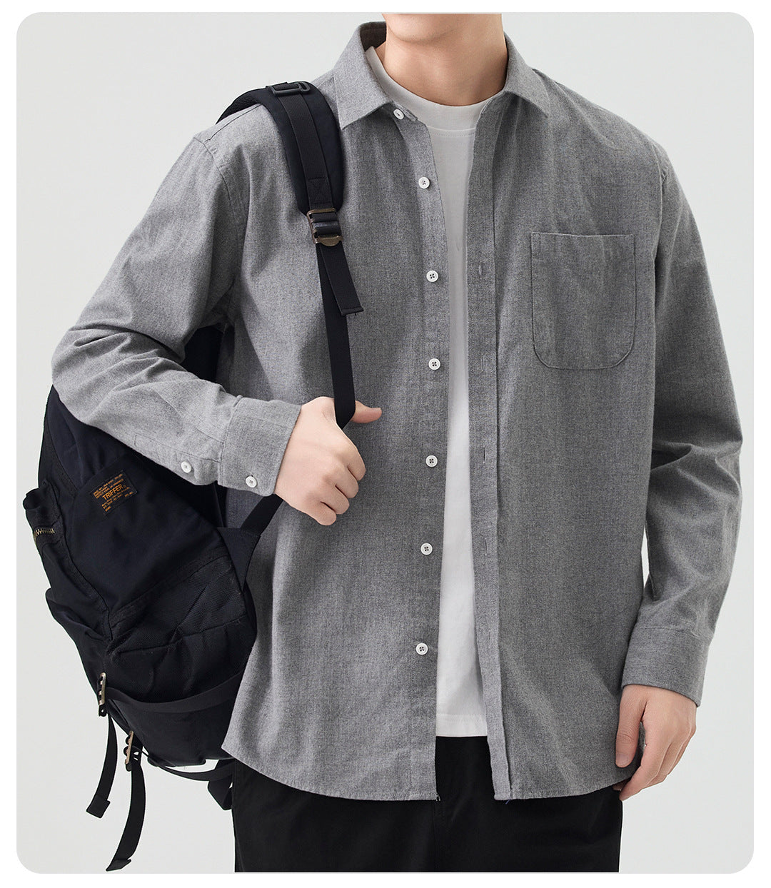 Men's Brushed Pure Cotton Long-Sleeve Shirt