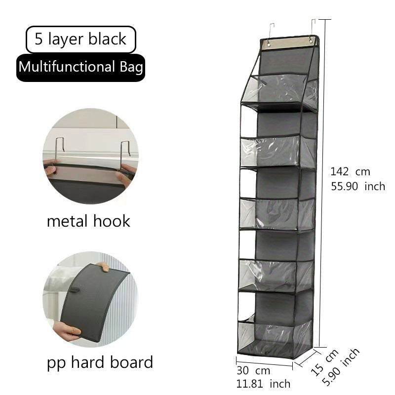 Wall-Mounted Storage Hanging Bag Behind the Door, Multi-Layered Dormitory Storage, Multifunctional Clothing and Toy Plastic Bag Storage Bag