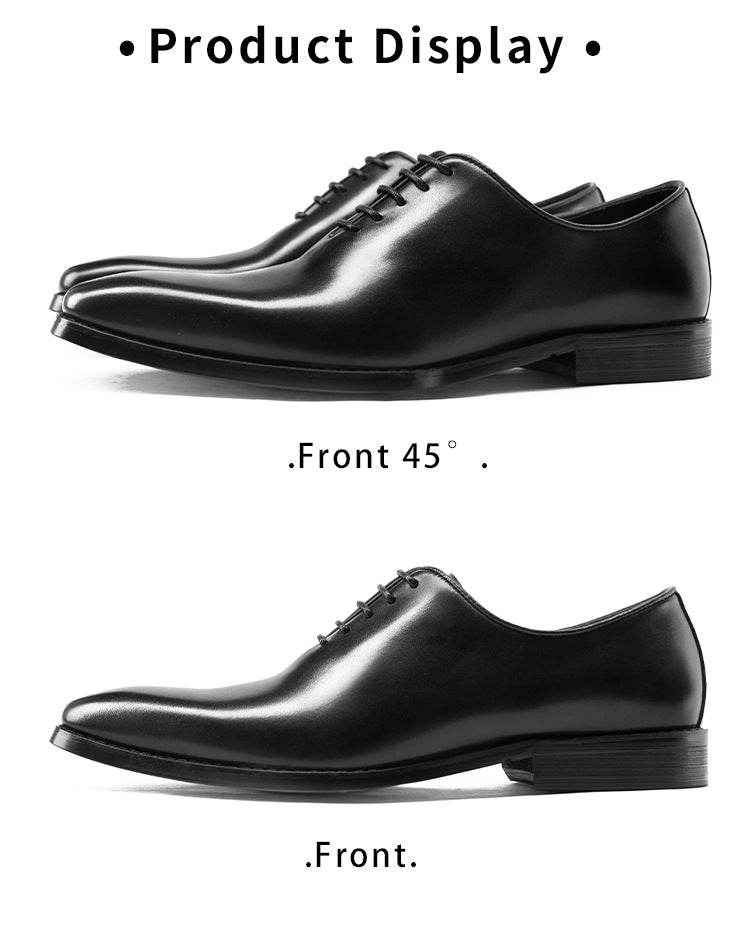 [One-piece Oxford Shoes-Hand-brushed] Men's Leather Shoes Business Dress British Style Groom Leather Shoes Men