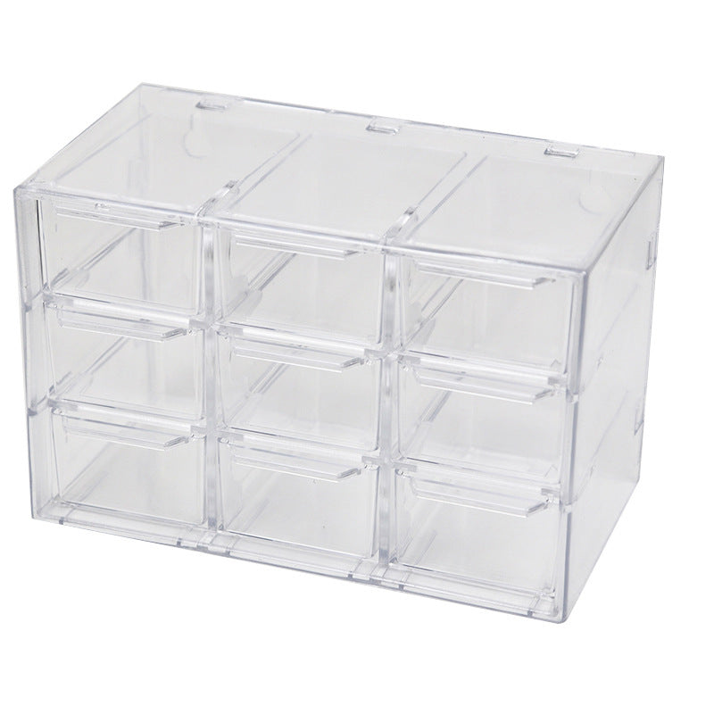 Transparent Jiugongge six-grid dustproof drawer storage box stationery jewelry 12-grid cosmetics Desktop Storage