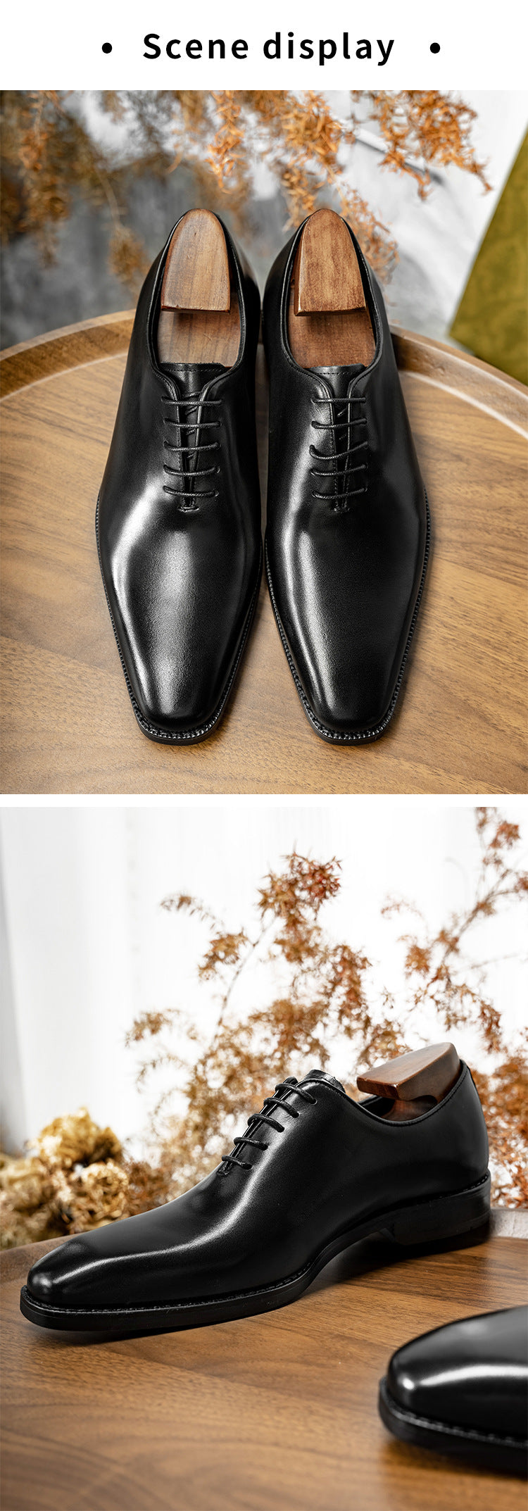[One-piece Oxford Shoes-Hand-brushed] Men's Leather Shoes Business Dress British Style Groom Leather Shoes Men