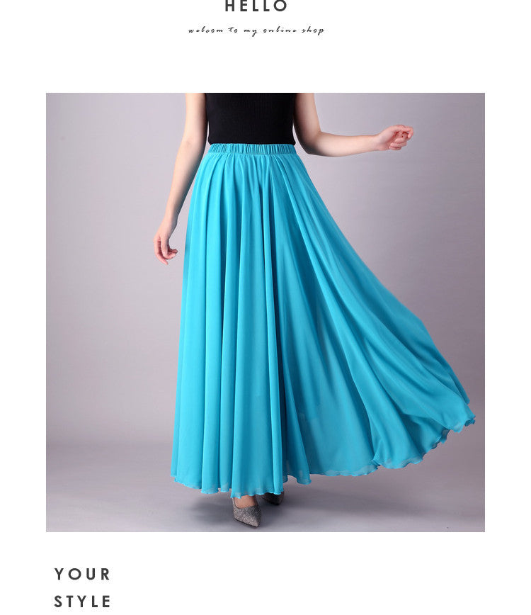 720 Degree Double Layer Large Swing Skirt Chiffon Classical Dance Ethnic Dance Skirt Dance Long Skirt Square Dance Practice Xinjiang Dance