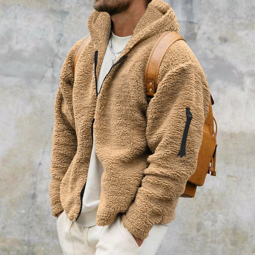 2025 Cross-Border Jacket Men's Autumn and Winter Double-Sided Velvet Warm Jacket Amazon Loose Hooded Casual Jacket