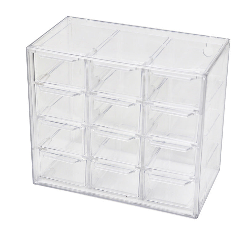 Transparent Jiugongge six-grid dustproof drawer storage box stationery jewelry 12-grid cosmetics Desktop Storage