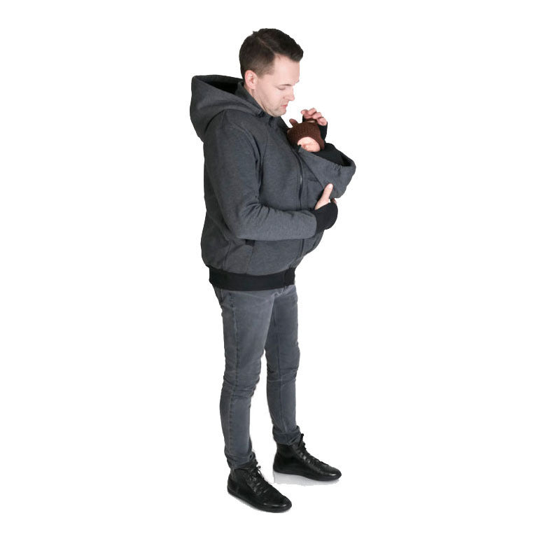 Men's kangaroo pouch parenting sweatshirt casual parenting style
