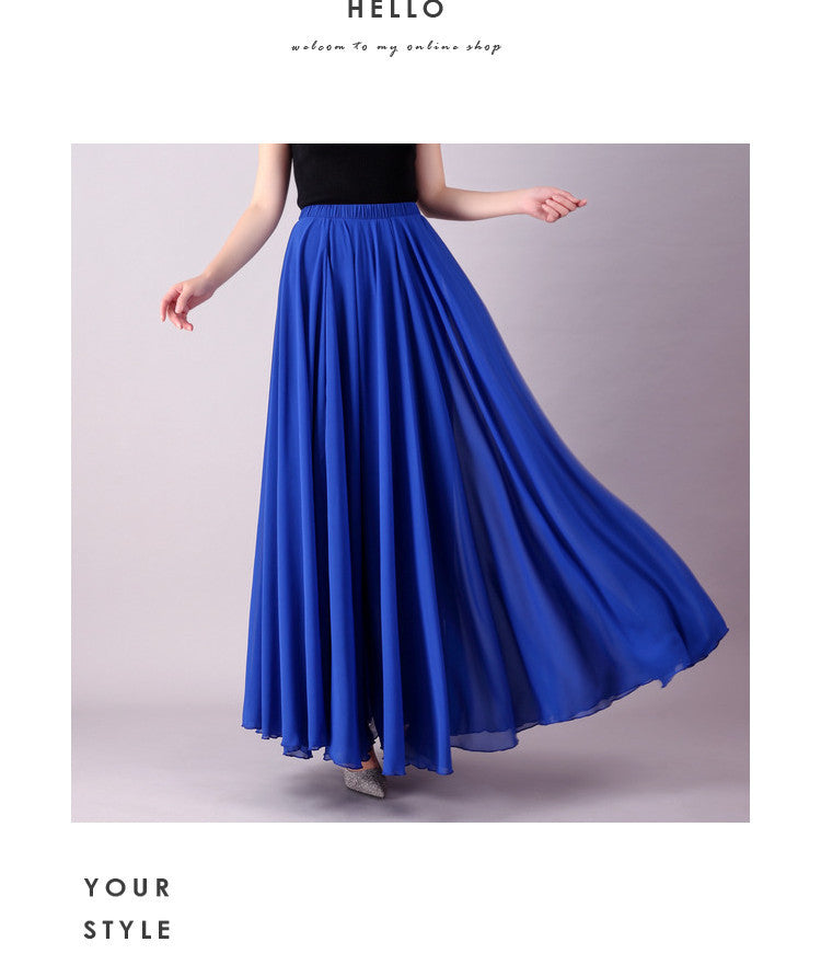 720 Degree Double Layer Large Swing Skirt Chiffon Classical Dance Ethnic Dance Skirt Dance Long Skirt Square Dance Practice Xinjiang Dance