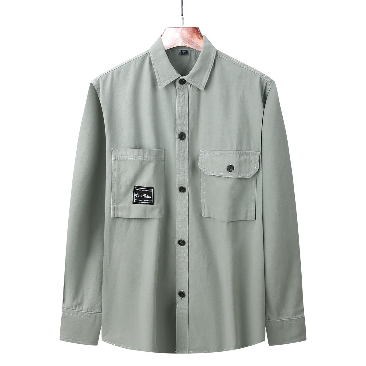Men's Solid Colour Long-Sleeve Casual Shirt
